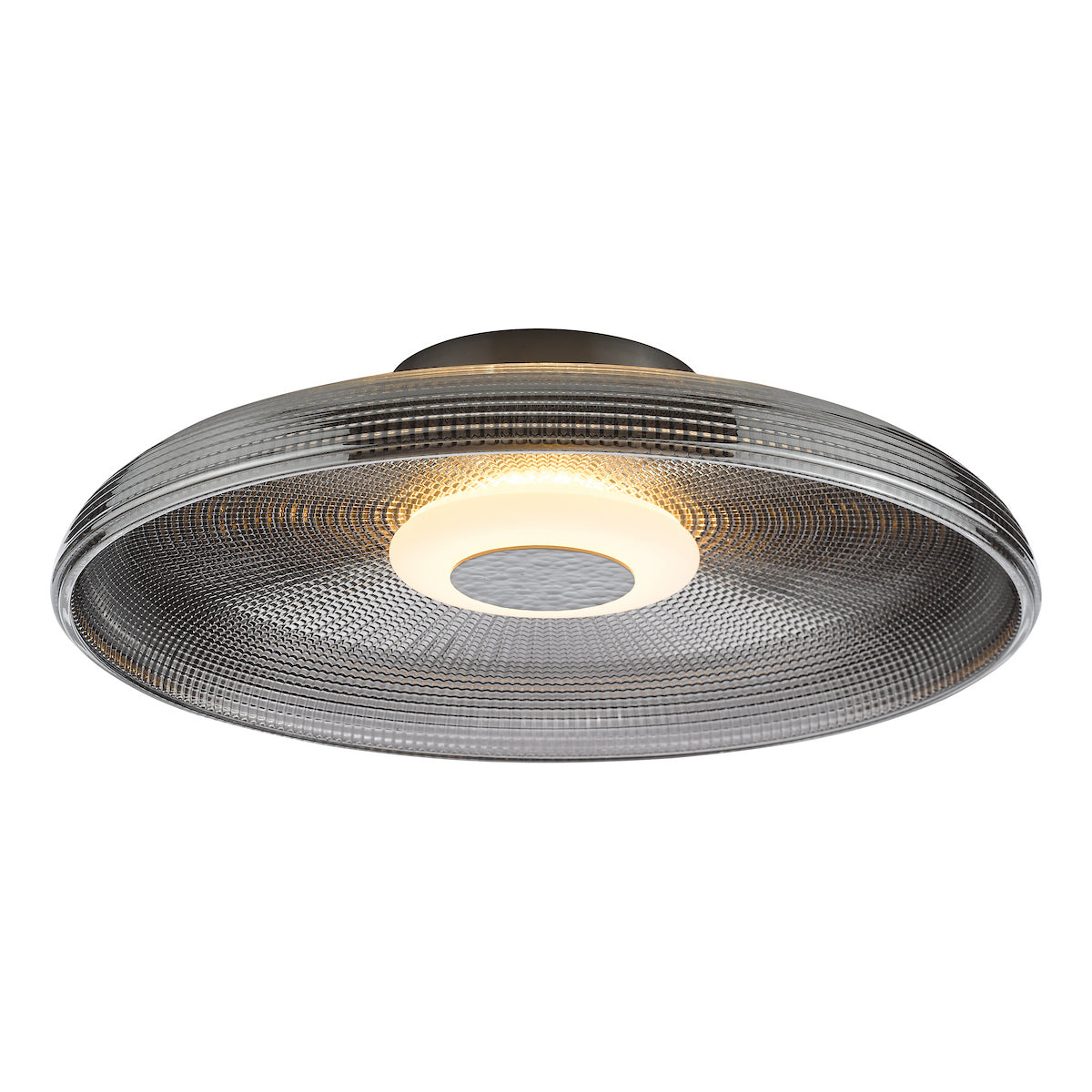 Dar Ansel Flush Smoked Glass and Polished Black Chrome LED