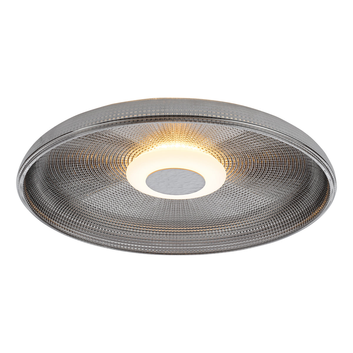 Dar Ansel Flush Smoked Glass and Polished Black Chrome LED