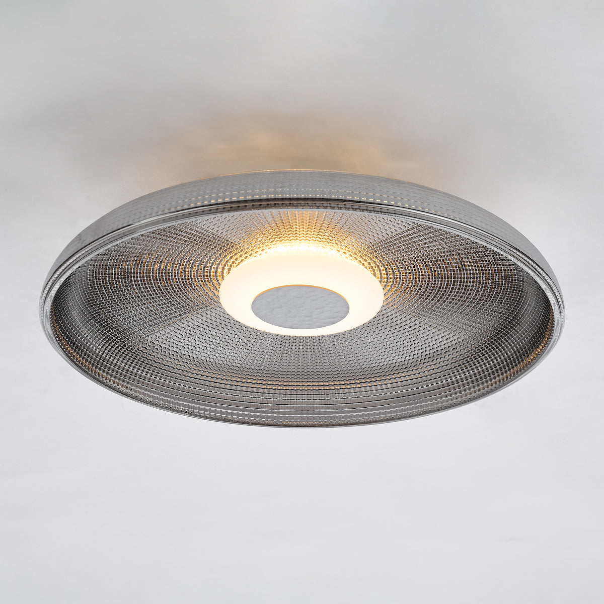 Dar Ansel Flush Smoked Glass and Polished Black Chrome LED