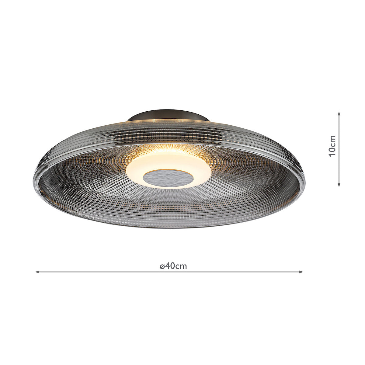 Dar Ansel Flush Smoked Glass and Polished Black Chrome LED