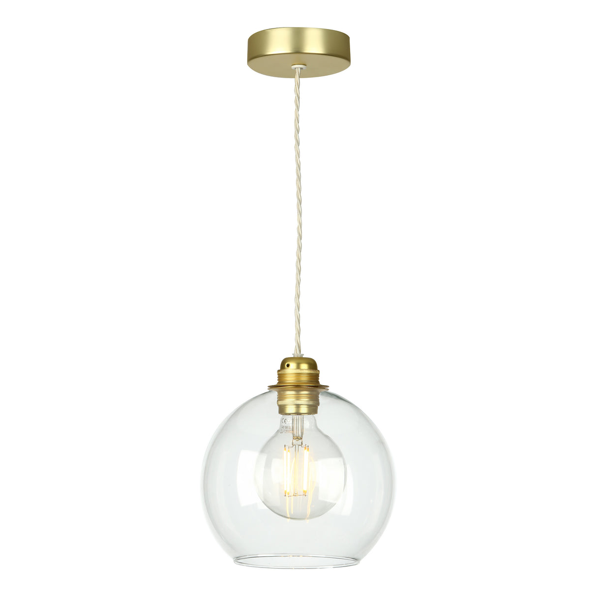 David Hunt Apollo Single Pendant Butter Brass and Glass