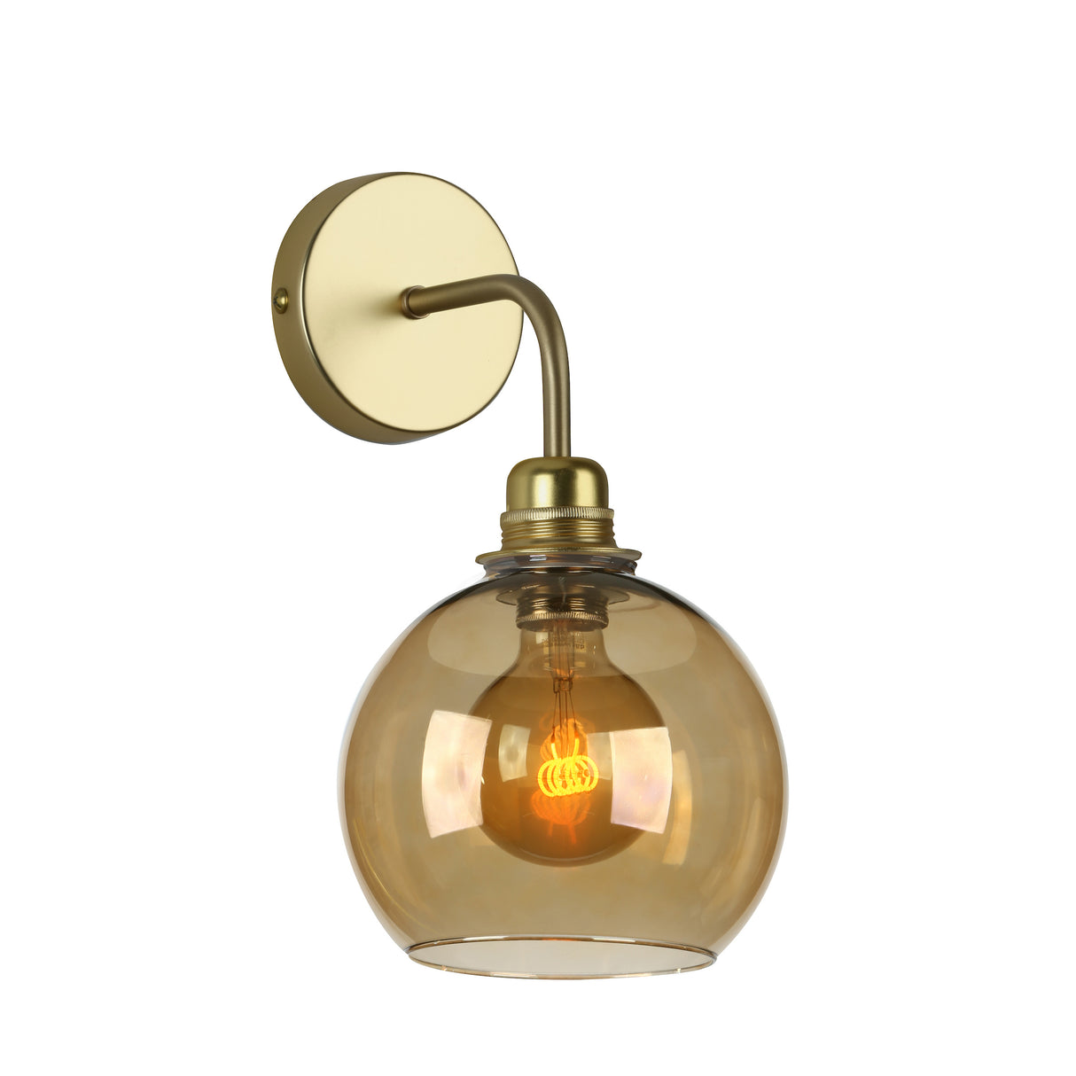 David Hunt Apollo Wall Light Butter Brass and Amber Glass