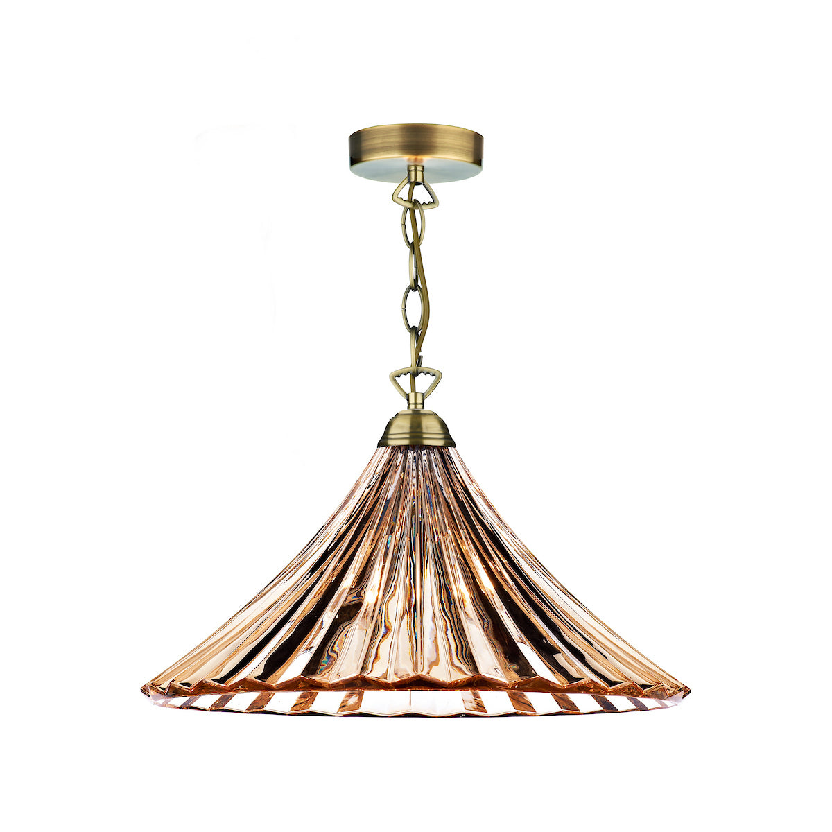 Dar Ardeche Large Pendant Amber Glass & Antique Brass