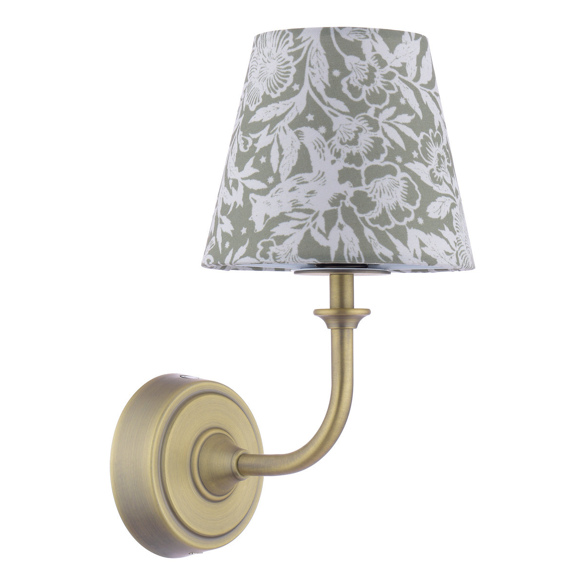 Joules Apsley Rechargeable LED Wall Light With Green Floral Shade