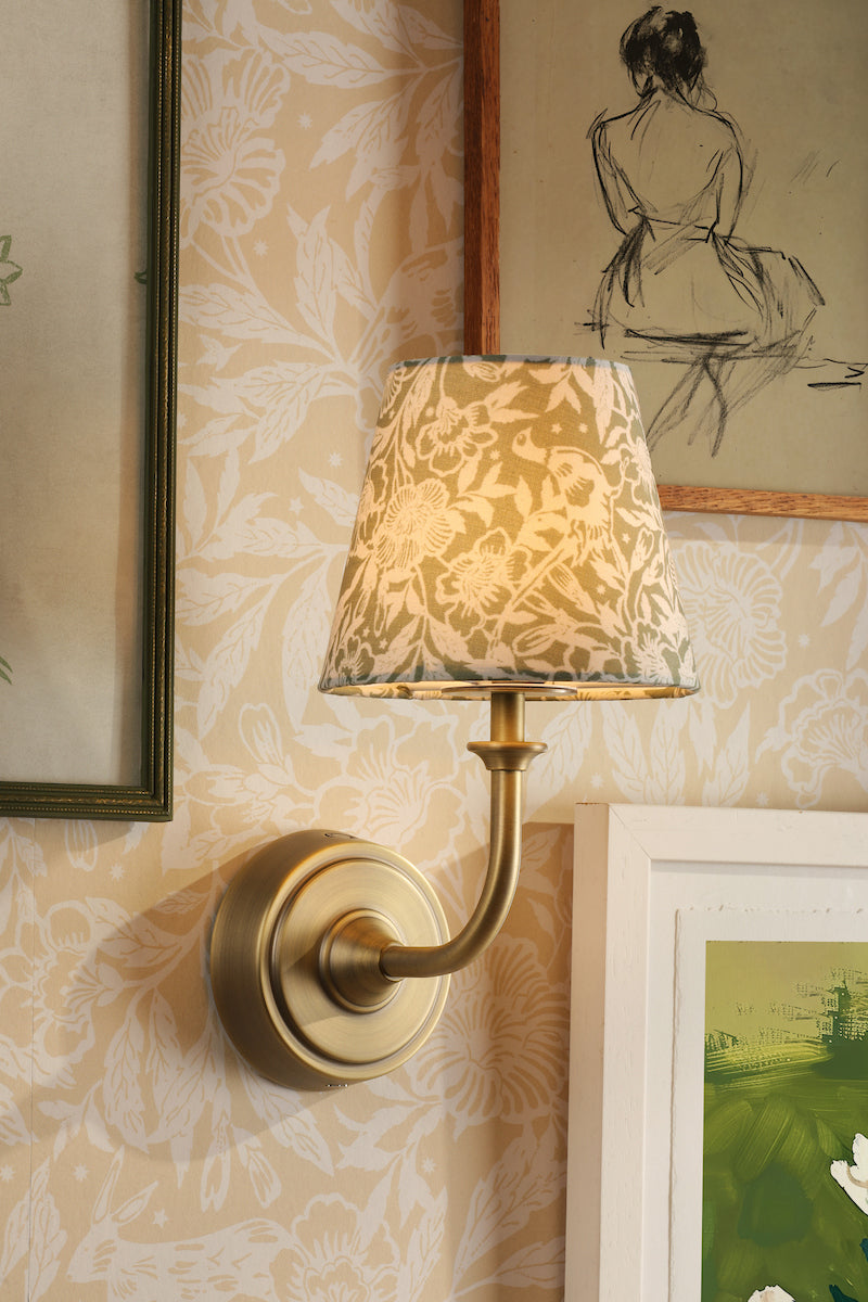 Joules Apsley Rechargeable LED Wall Light With Green Floral Shade