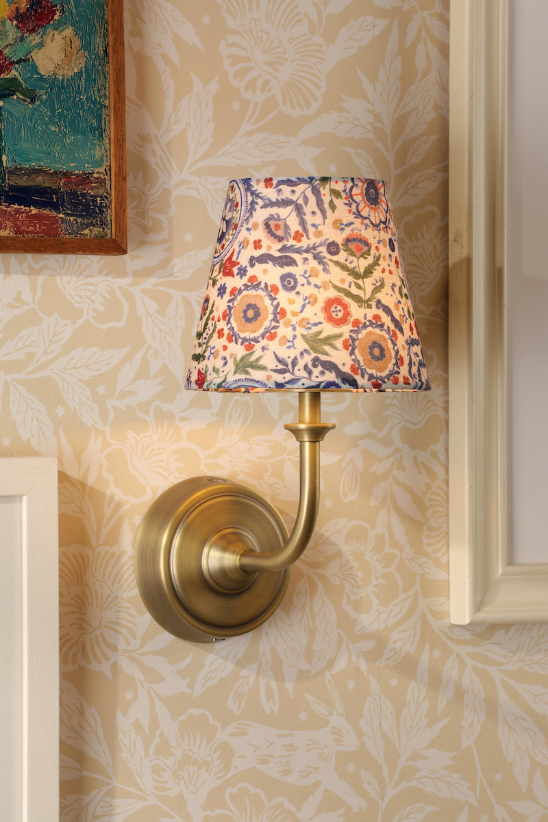Joules Apsley Rechargeable LED Wall Light With Multi Coloured Floral Shade