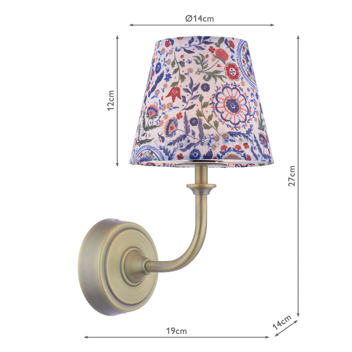 Joules Apsley Rechargeable LED Wall Light With Multi Coloured Floral Shade