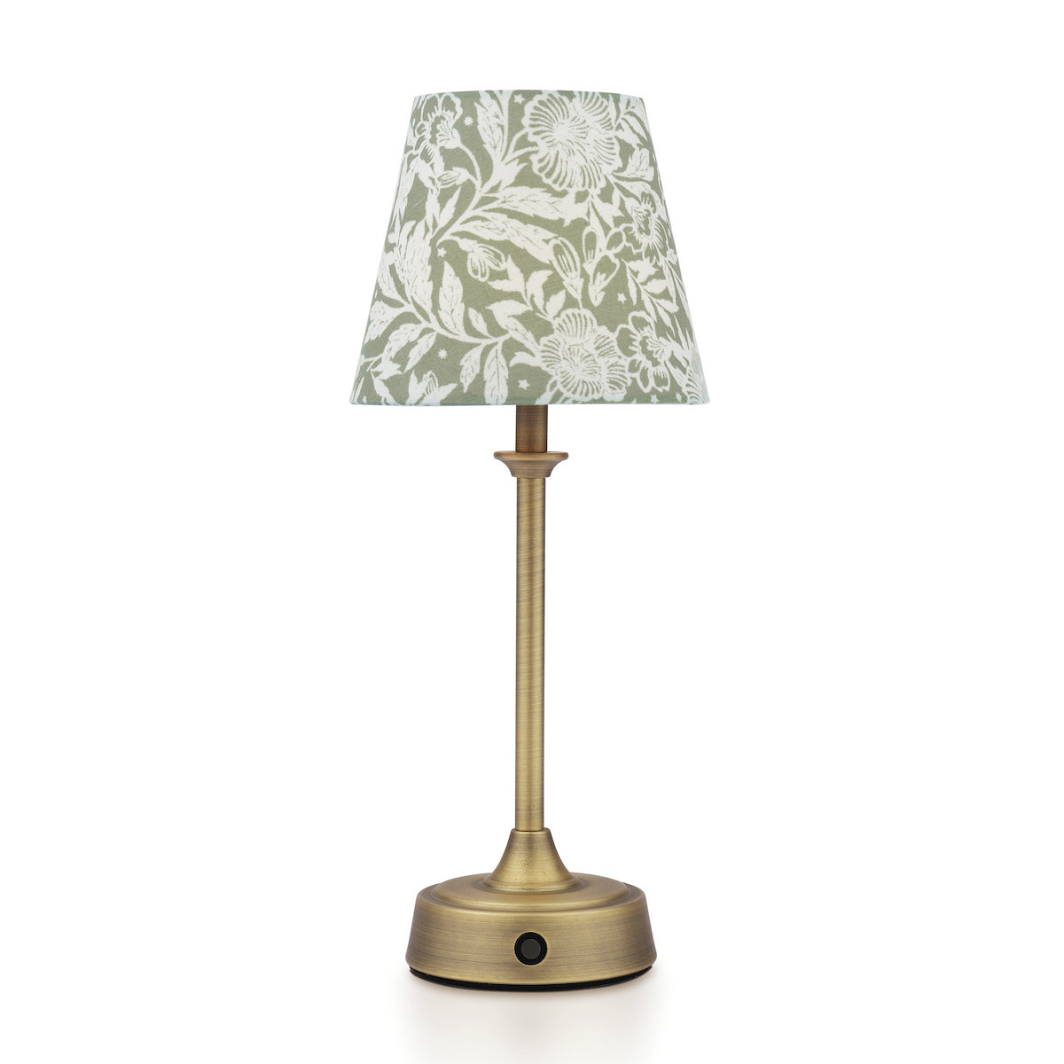 Joules Apsley Rechargeable LED Table Lamp With Green Floral Shade