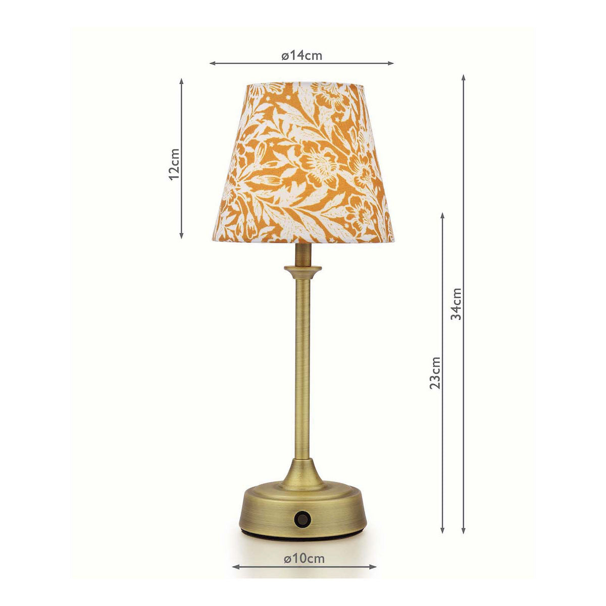 Joules Apsley Rechargeable LED Table Lamp With Yellow Floral Shade
