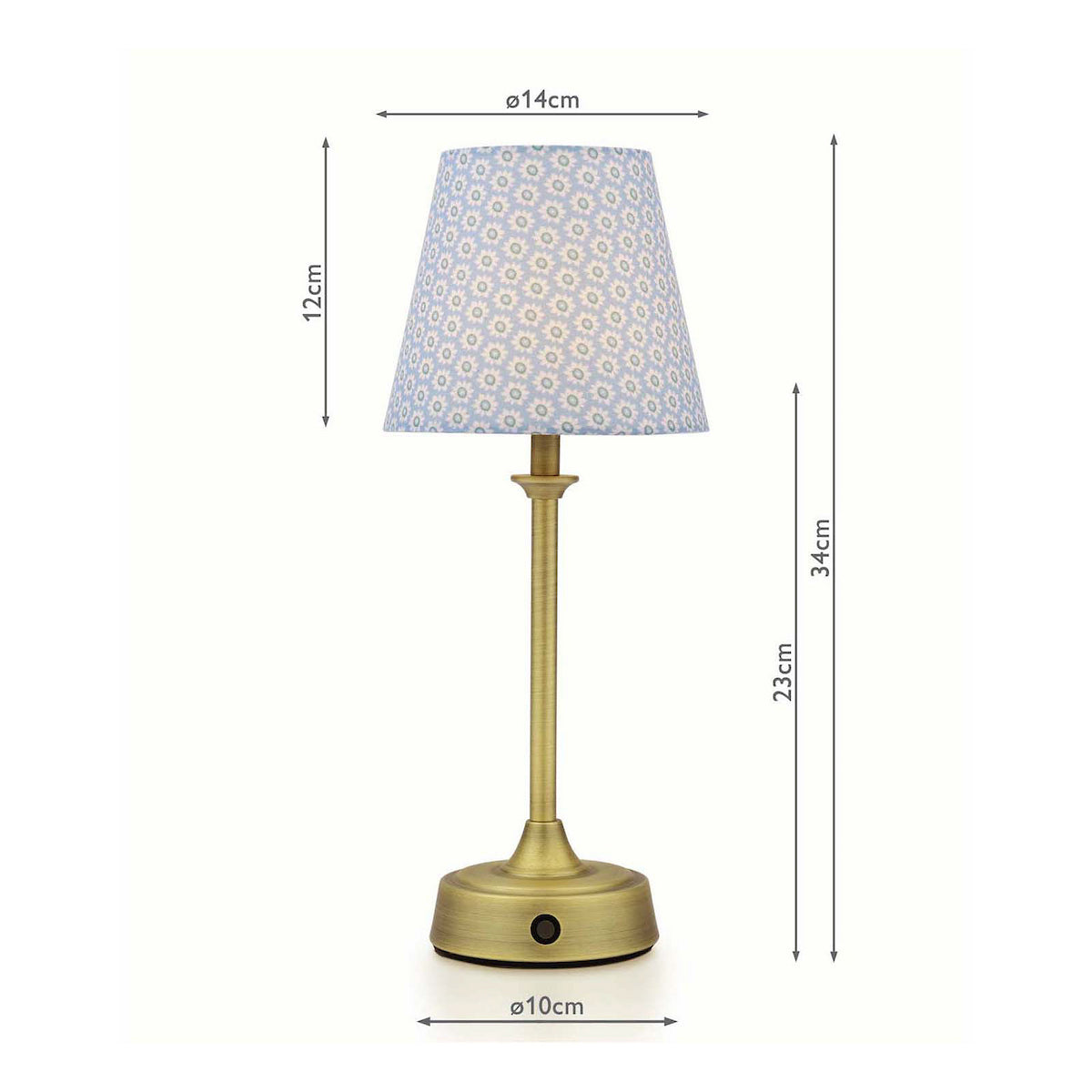 Joules Apsley Rechargeable LED Table Lamp With Blue Floral Shade