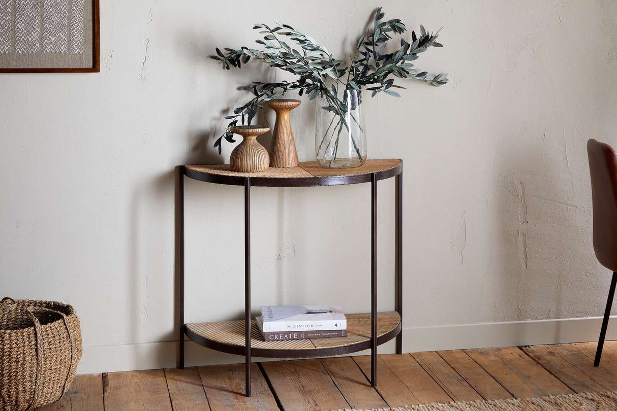 Nkuku Aasha Mango Wood Half Moon Console Table Natural