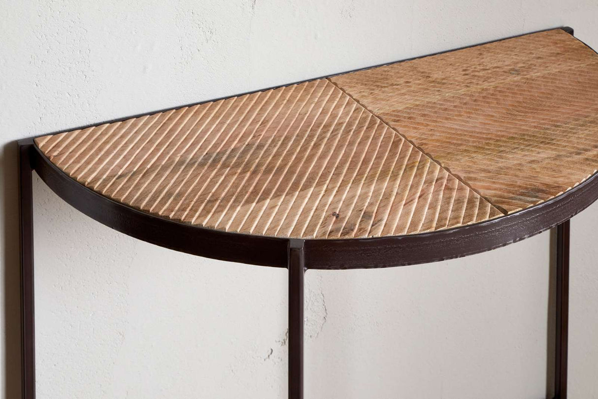 Nkuku Aasha Mango Wood Half Moon Console Table Natural
