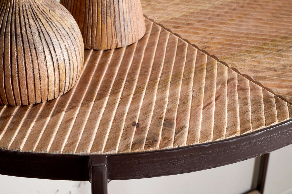 Nkuku Aasha Mango Wood Half Moon Console Table Natural