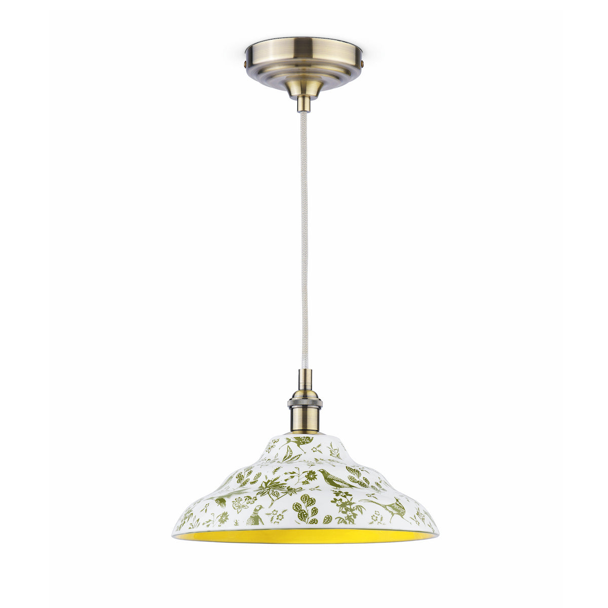 Joules Audley Pendant Green Ceramic and Matt Antique Brass