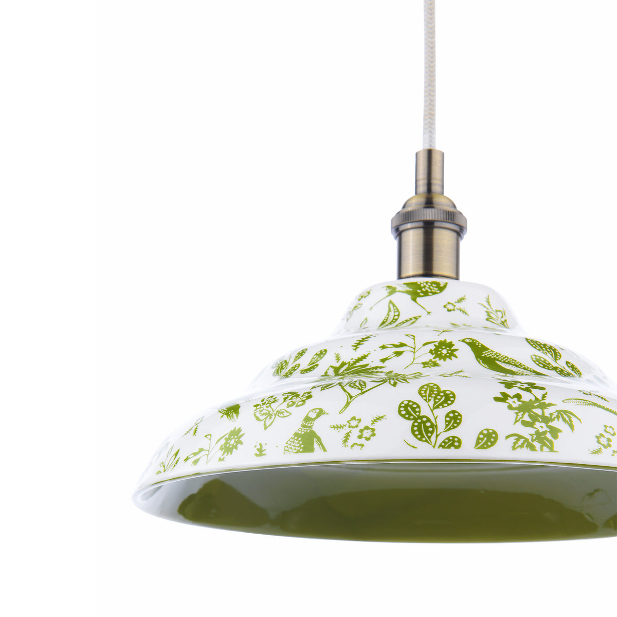 Joules Audley Pendant Green Ceramic and Matt Antique Brass