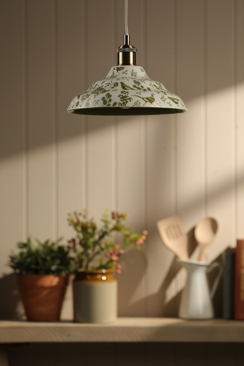 Joules Audley Pendant Green Ceramic and Matt Antique Brass