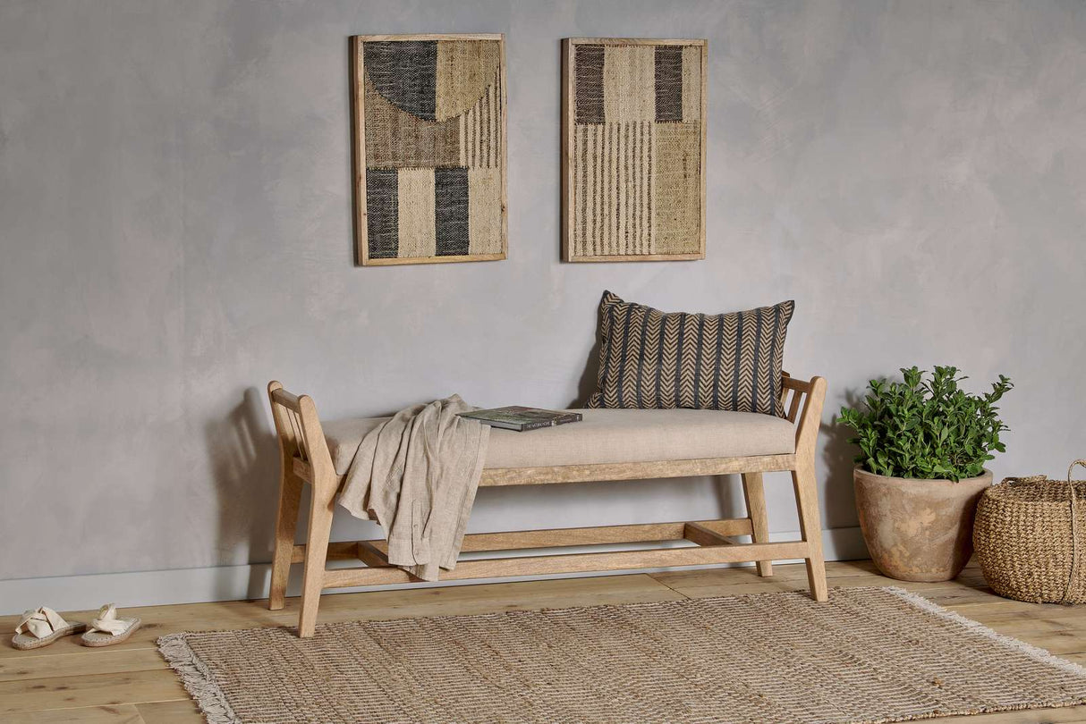 Nkuku Avanthi Upholstered Sleigh Bench Natural