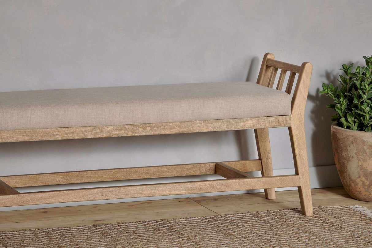 Nkuku Avanthi Upholstered Sleigh Bench Natural