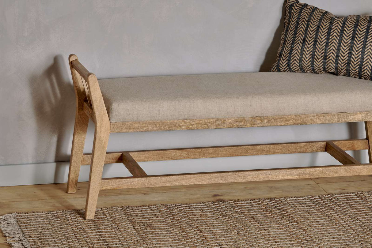 Nkuku Avanthi Upholstered Sleigh Bench Natural