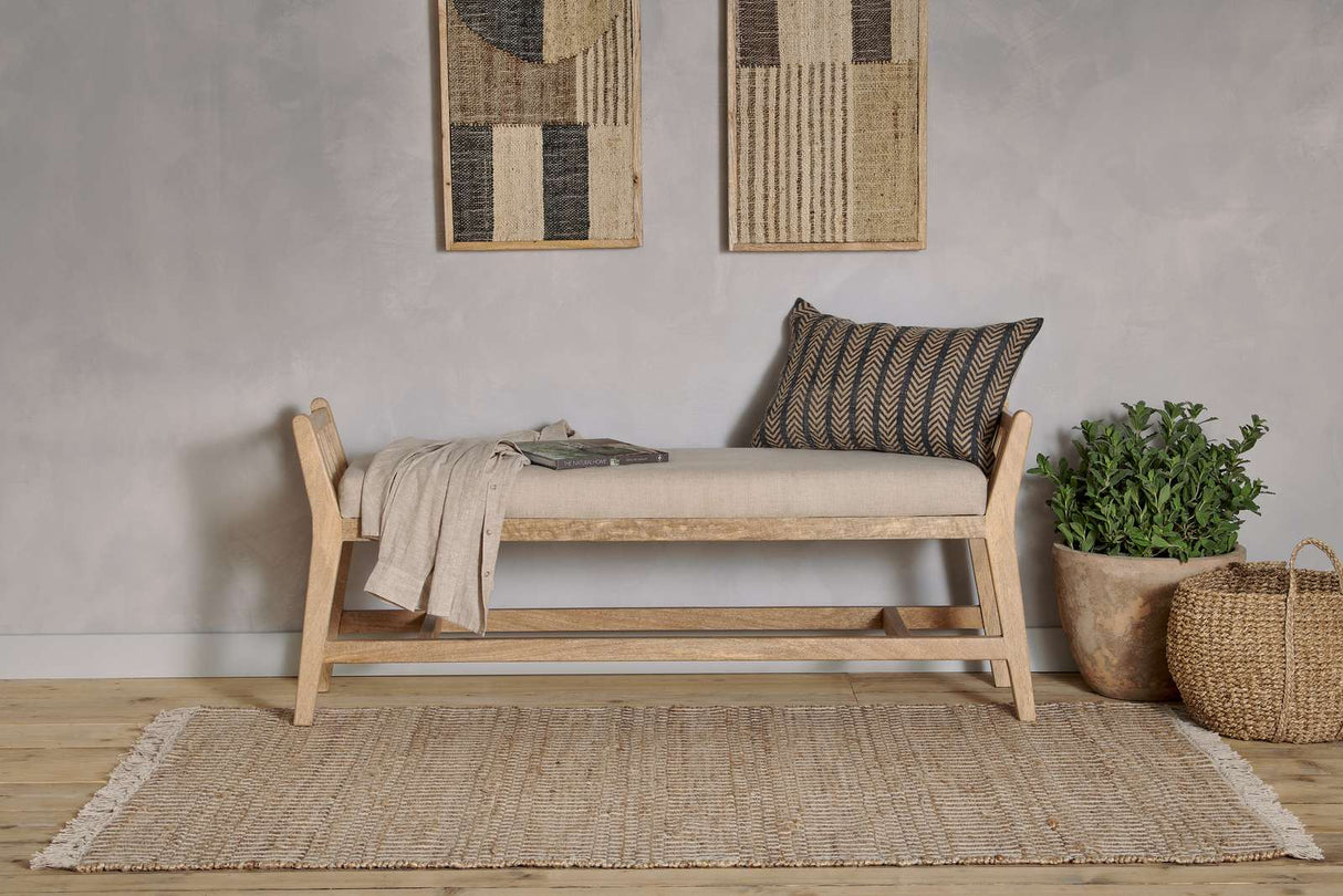 Nkuku Avanthi Upholstered Sleigh Bench Natural