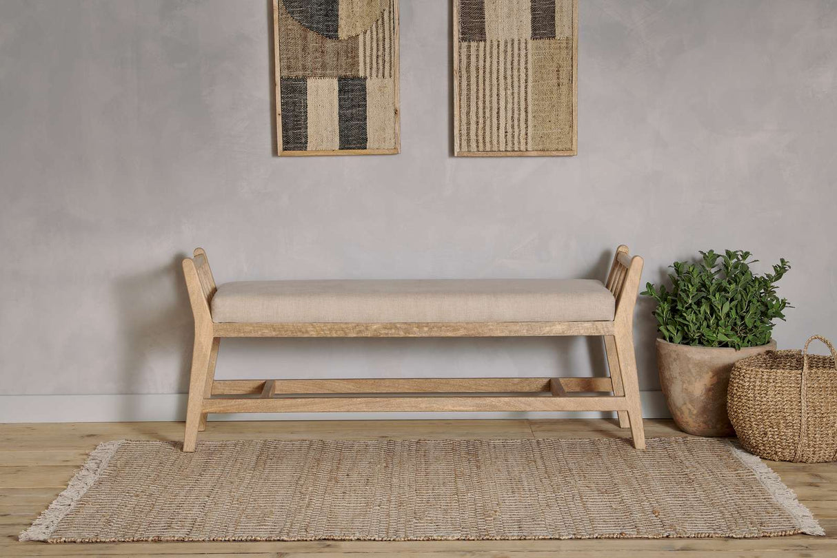 Nkuku Avanthi Upholstered Sleigh Bench Natural