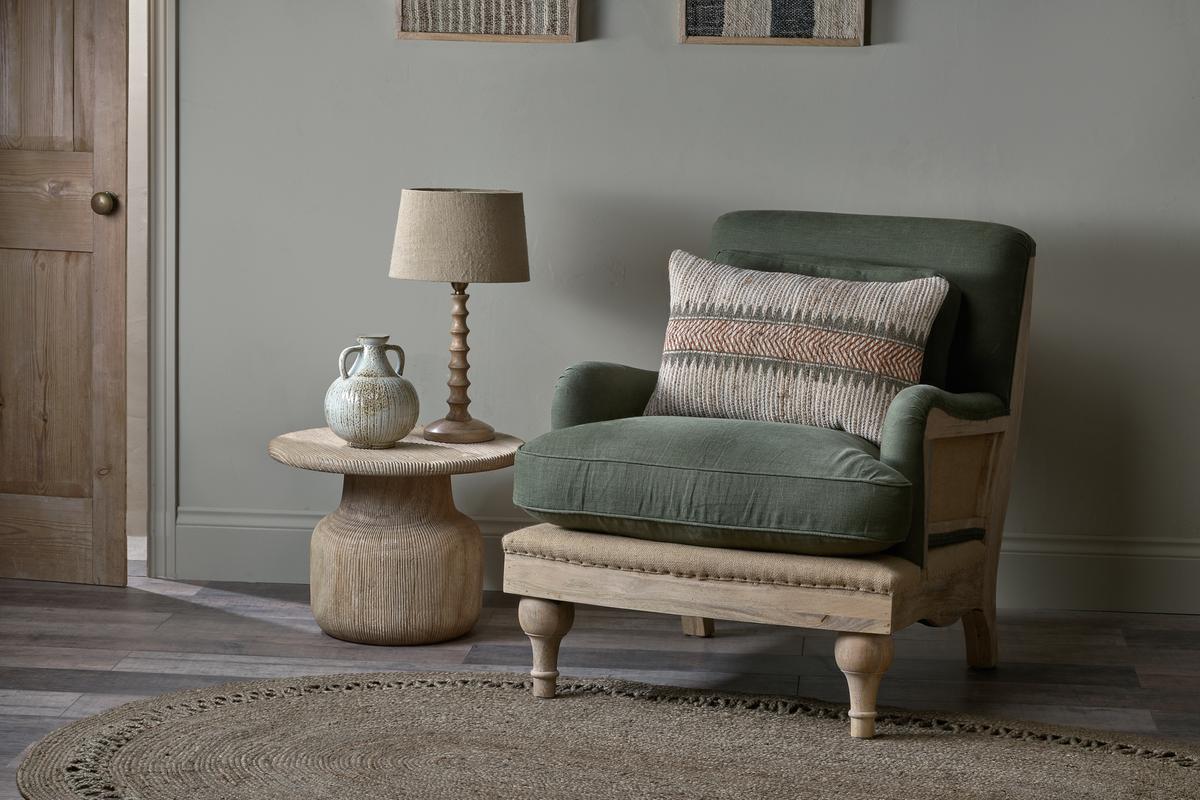 Nkuku Abe Deconstructed Linen Armchair Olive