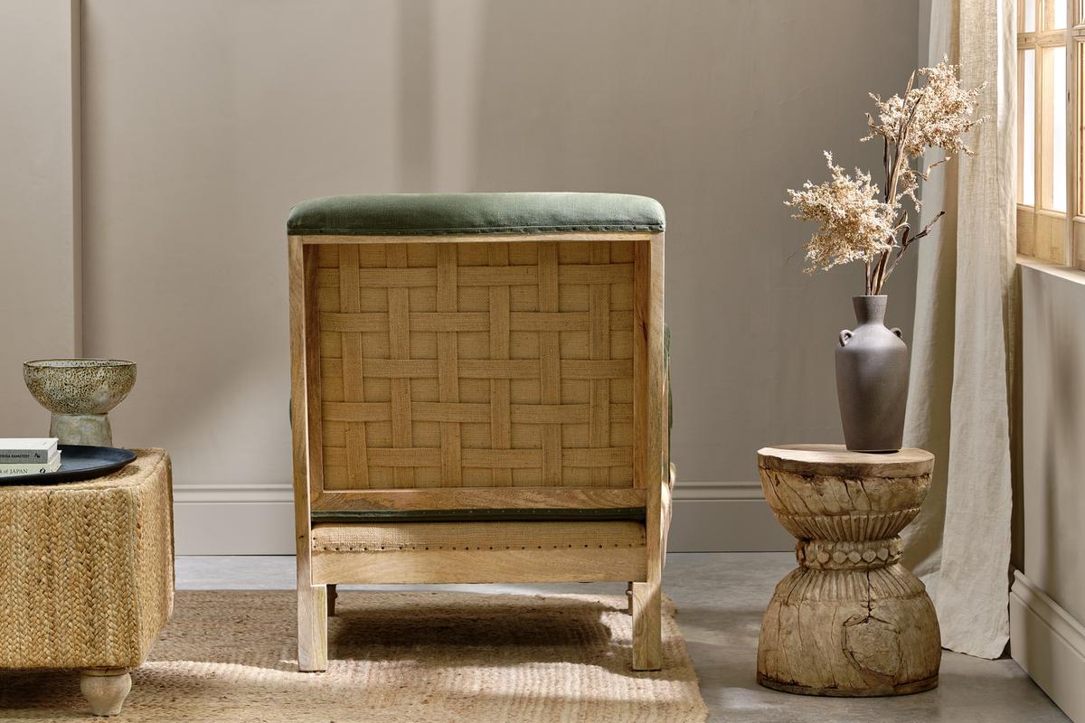 Nkuku Abe Deconstructed Linen Armchair Olive