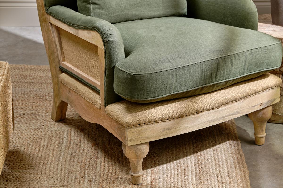 Nkuku Abe Deconstructed Linen Armchair Olive