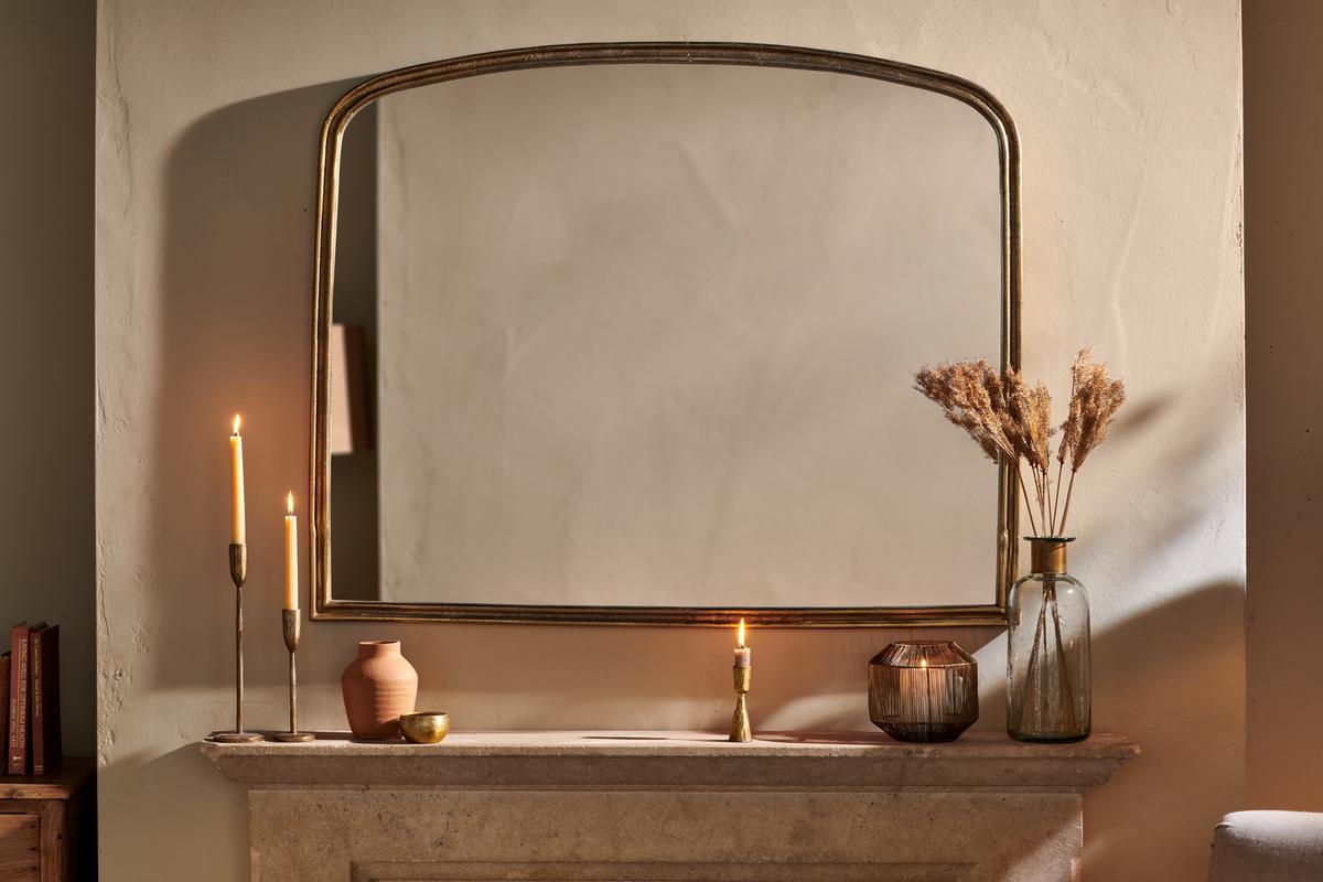 Nkuku Almora Arched Mirror Antique Brass Large