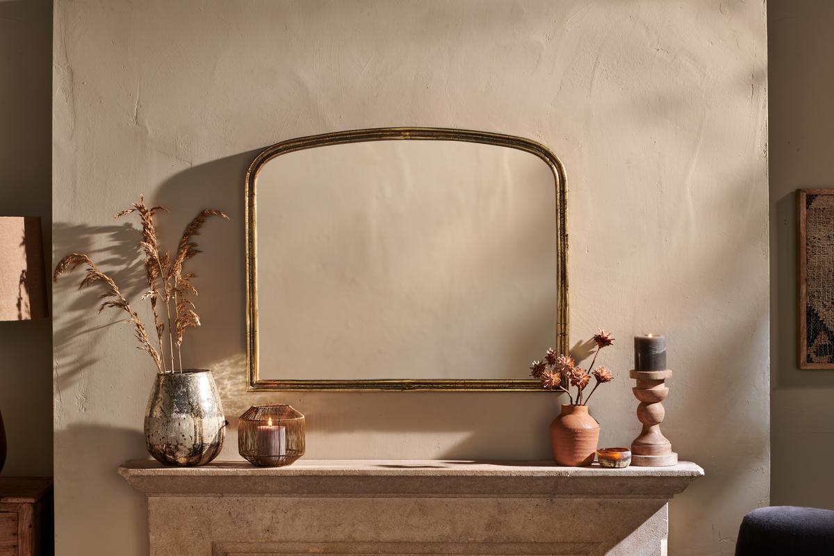 Nkuku Almora Arched Mirror Antique Brass Small