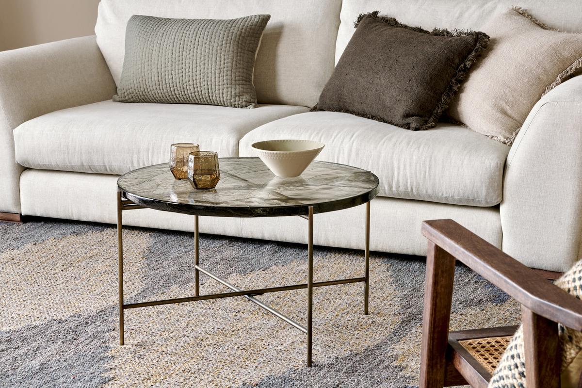 Nkuku Aluva Glass Coffee Table Clear & Antique Brass