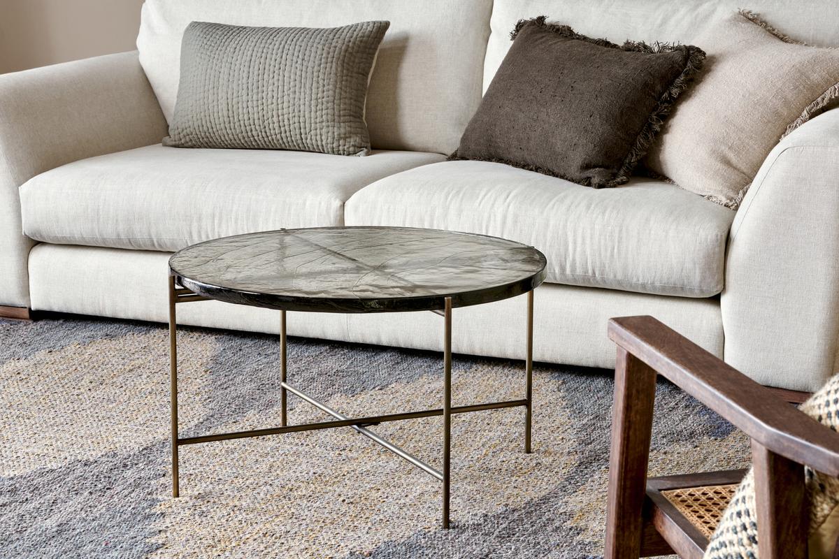Nkuku Aluva Glass Coffee Table Clear & Antique Brass
