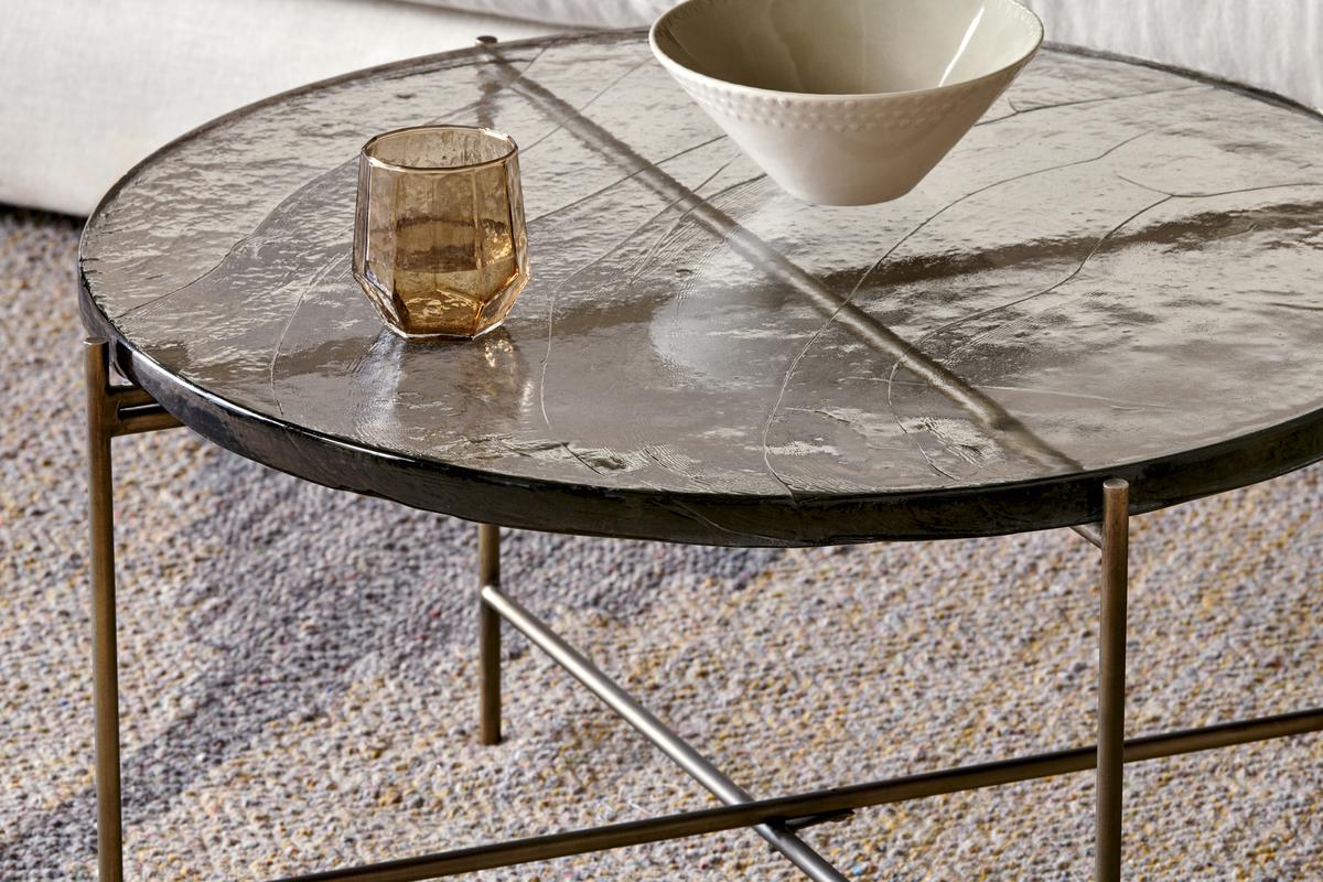 Nkuku Aluva Glass Coffee Table Clear & Antique Brass