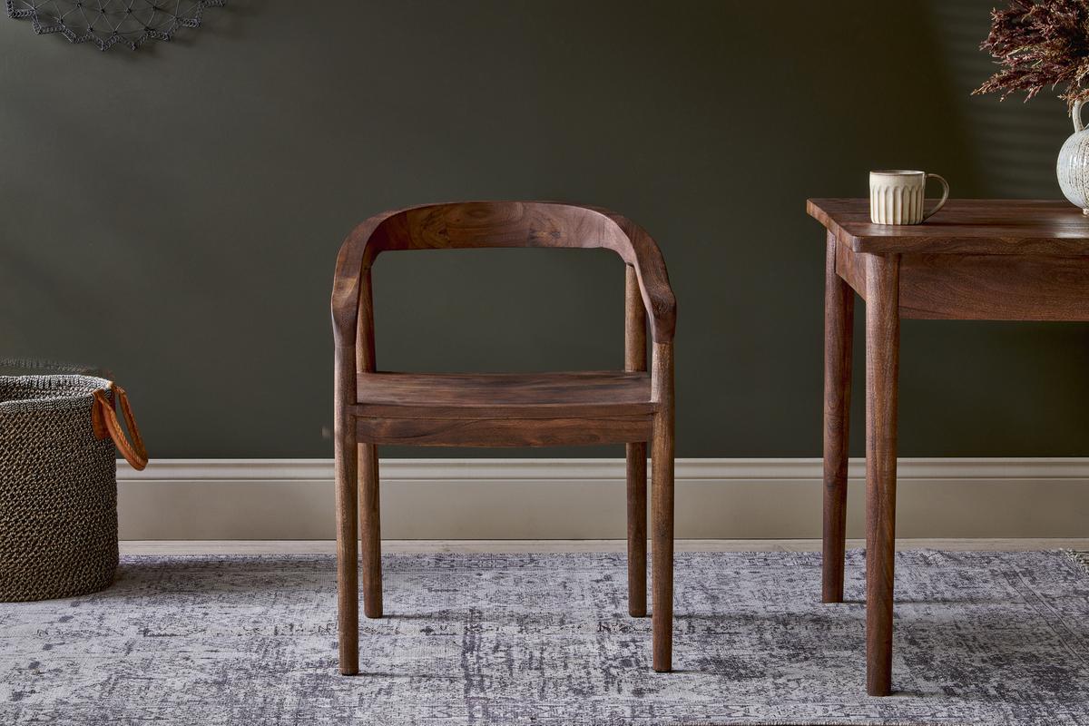Nkuku Anbu Acacia Dining Chair Washed Walnut