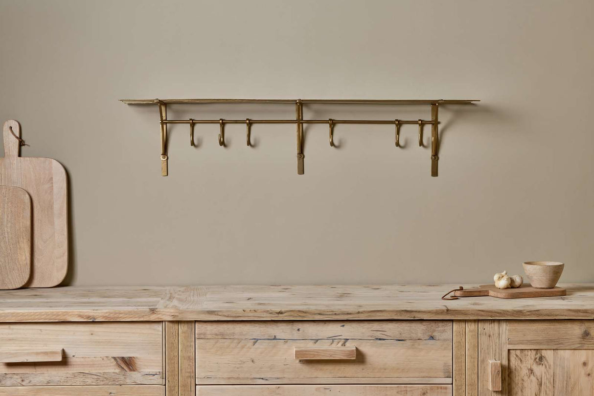 Nkuku Basti Iron Storage Shelf Antique Brass