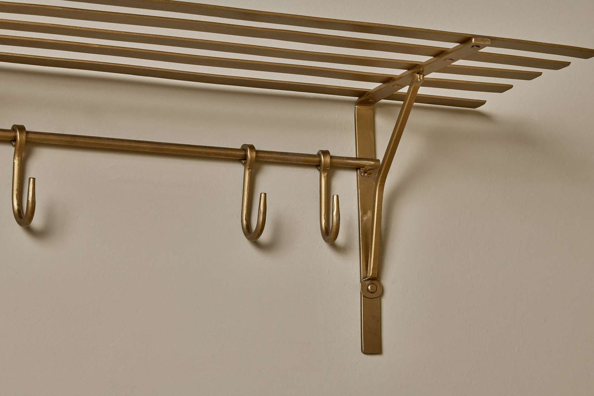 Nkuku Basti Iron Storage Shelf Antique Brass