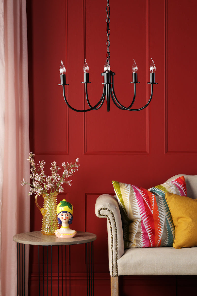 Dar Becca 5 Light Pendant Matt Black Fitting Only