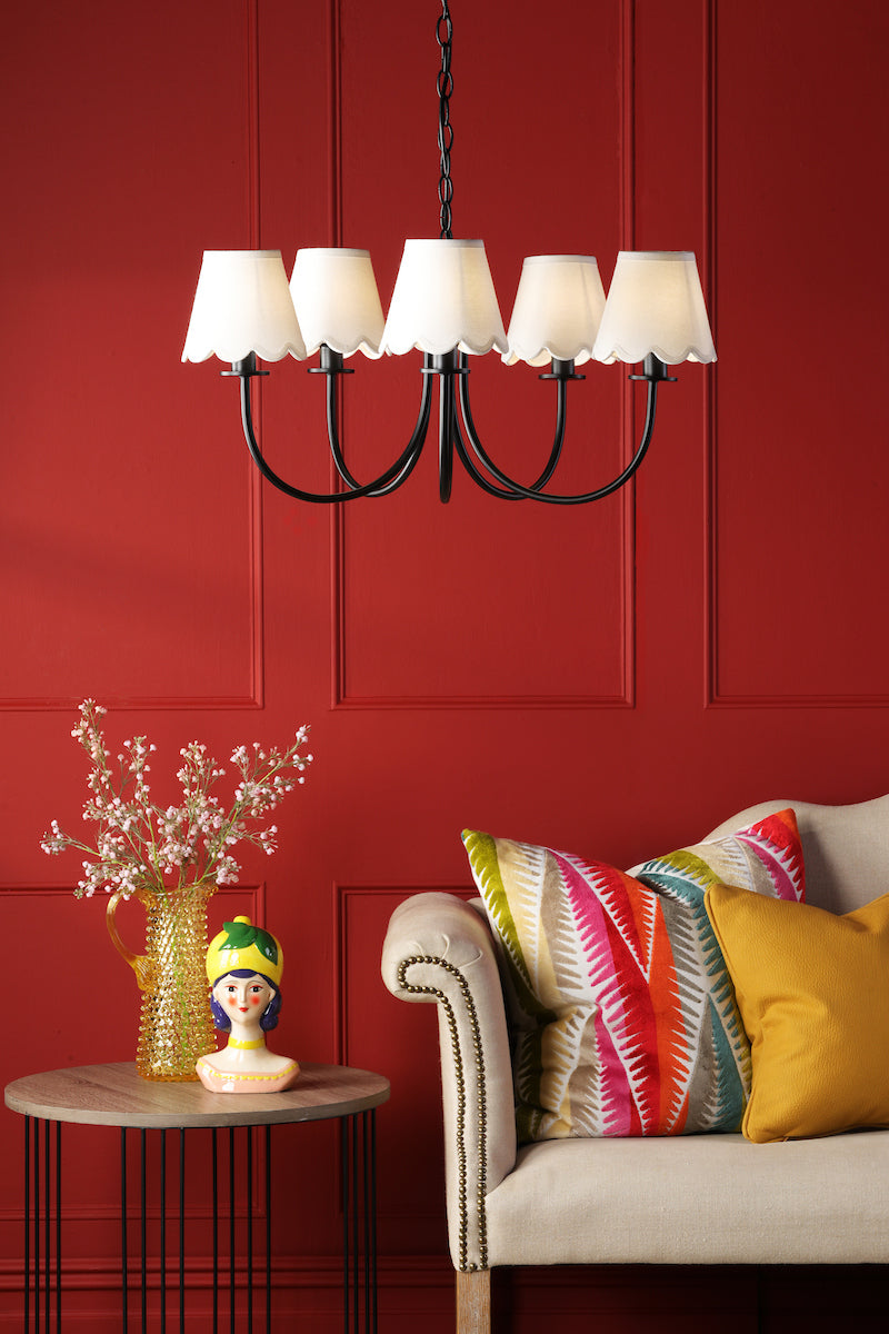 Dar Becca 5 Light Pendant Matt Black Fitting Only