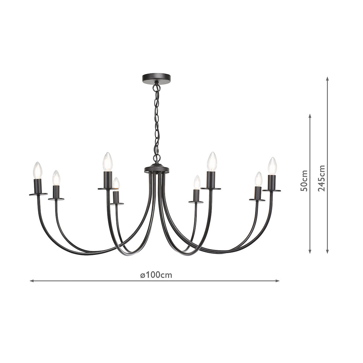 Dar Becca 8 Light Pendant Matt Black Fitting Only