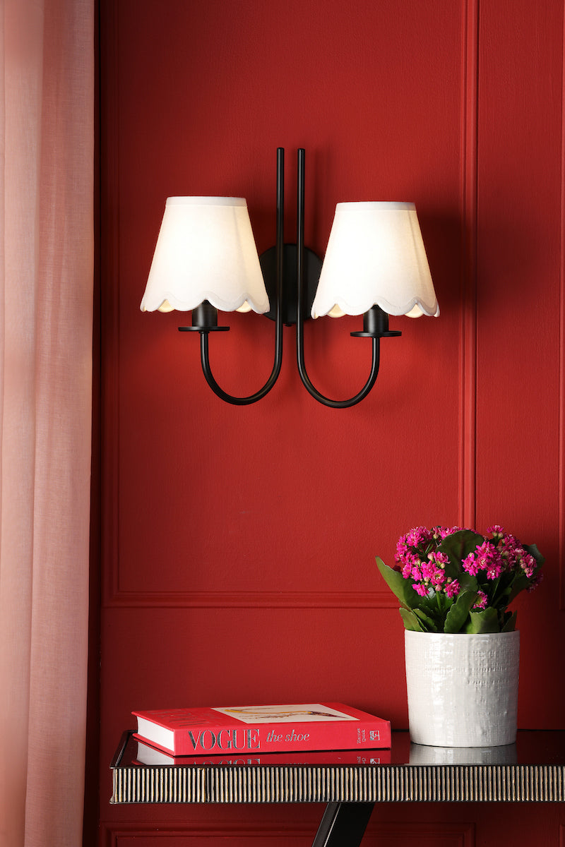 Dar Becca 2 Light Wall Light Matt Black Bracket Only