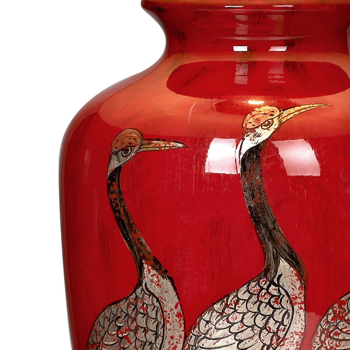 Dar Bertha Table Lamp Red With Bird Detail Base Only