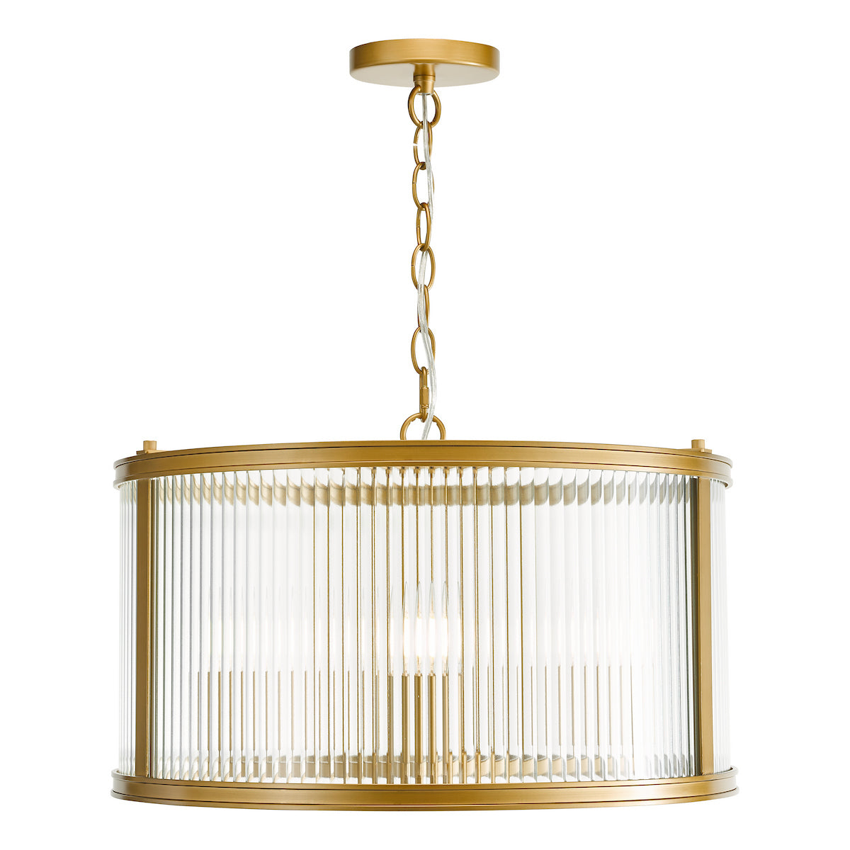 Dar Bianka 3 Light Pendant Bronze and Ribbed Glass