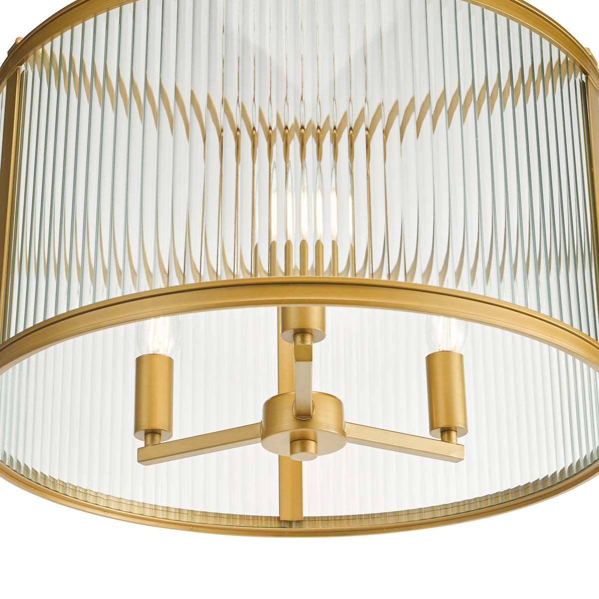Dar Bianka 3 Light Pendant Bronze and Ribbed Glass