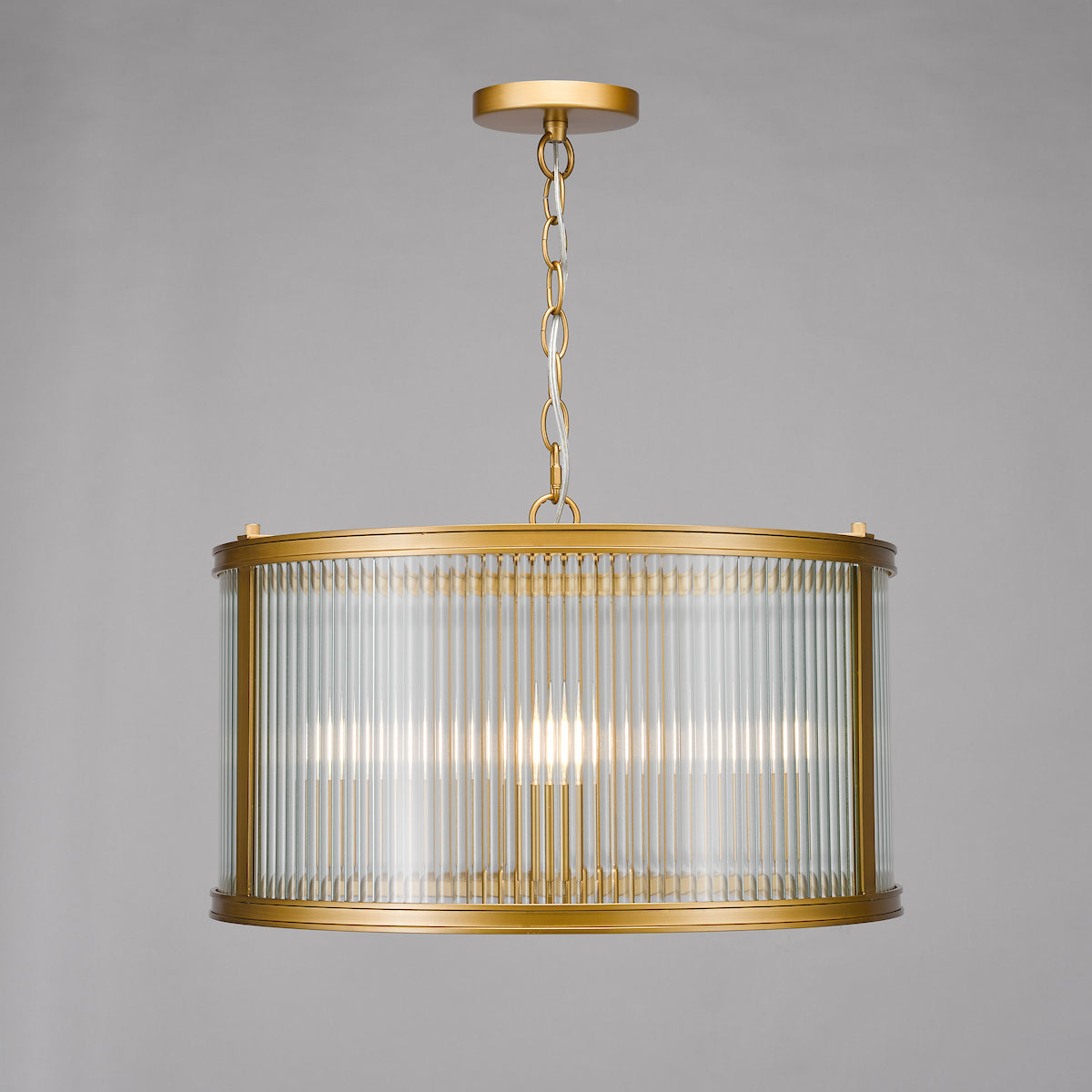 Dar Bianka 3 Light Pendant Bronze and Ribbed Glass