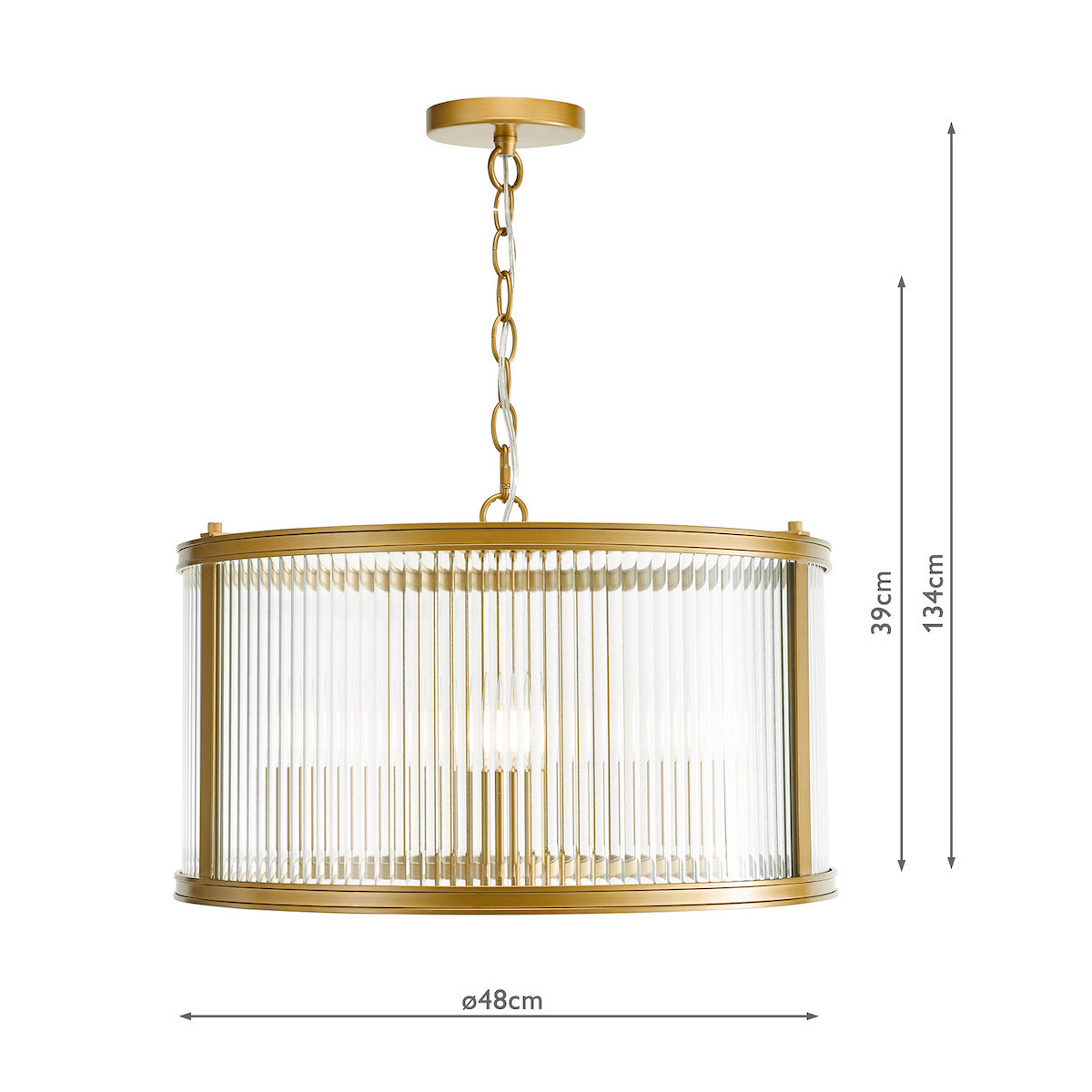 Dar Bianka 3 Light Pendant Bronze and Ribbed Glass