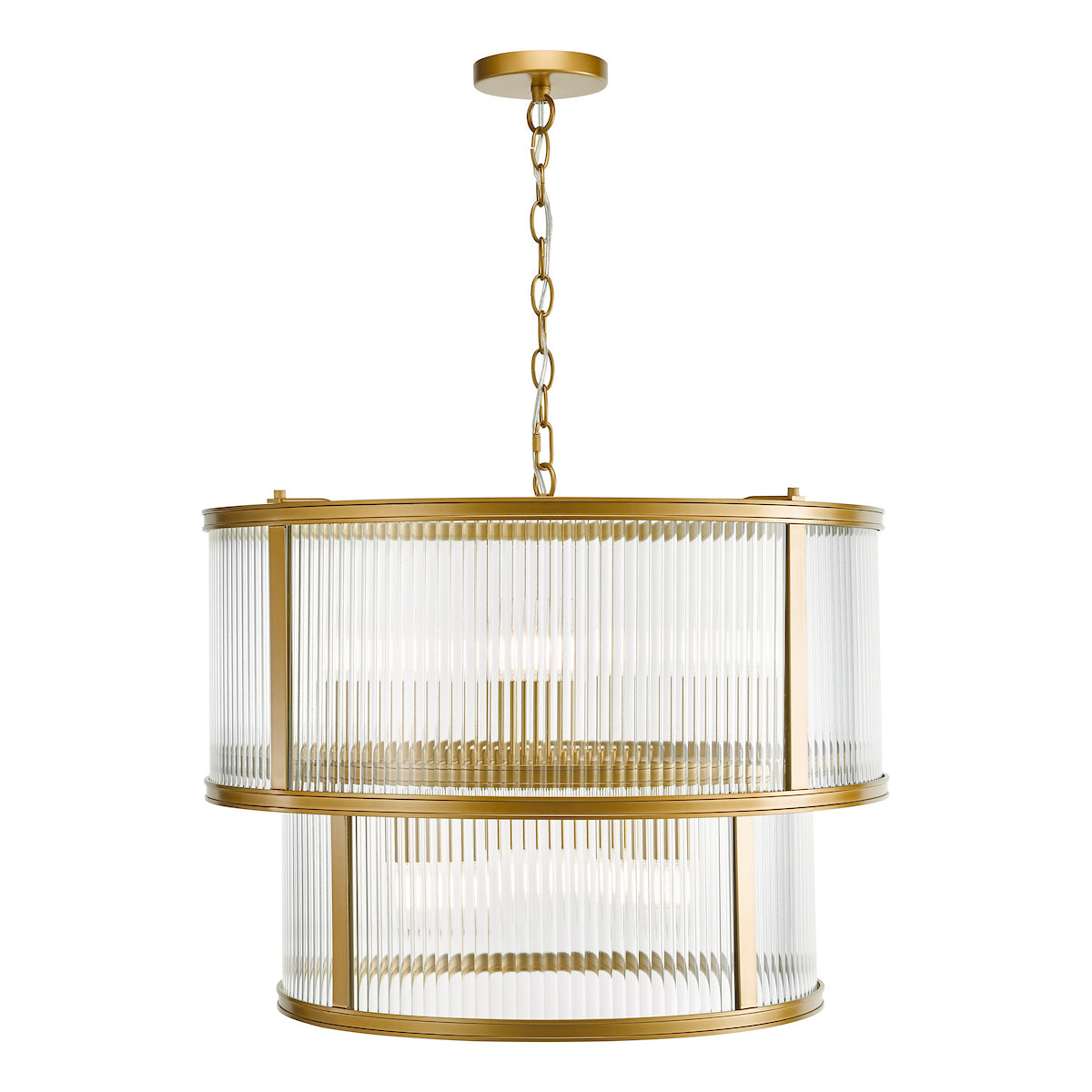 Dar Bianka 6 Light Pendant Bronze and Ribbed Glass