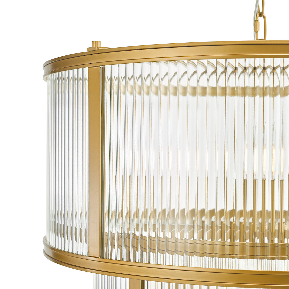 Dar Bianka 6 Light Pendant Bronze and Ribbed Glass