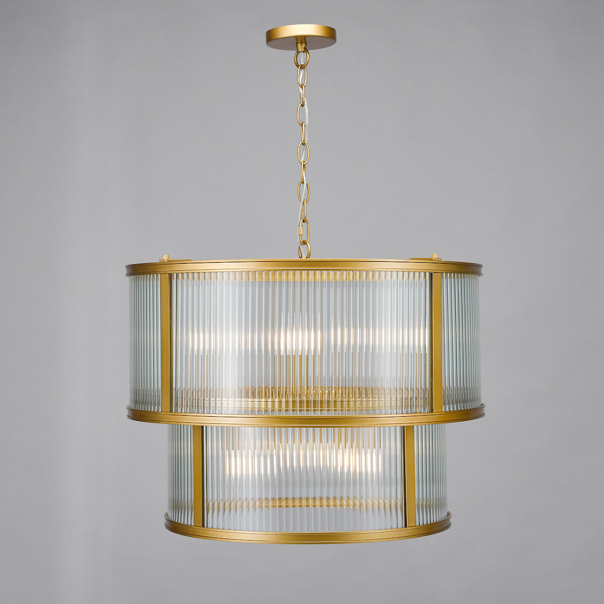 Dar Bianka 6 Light Pendant Bronze and Ribbed Glass