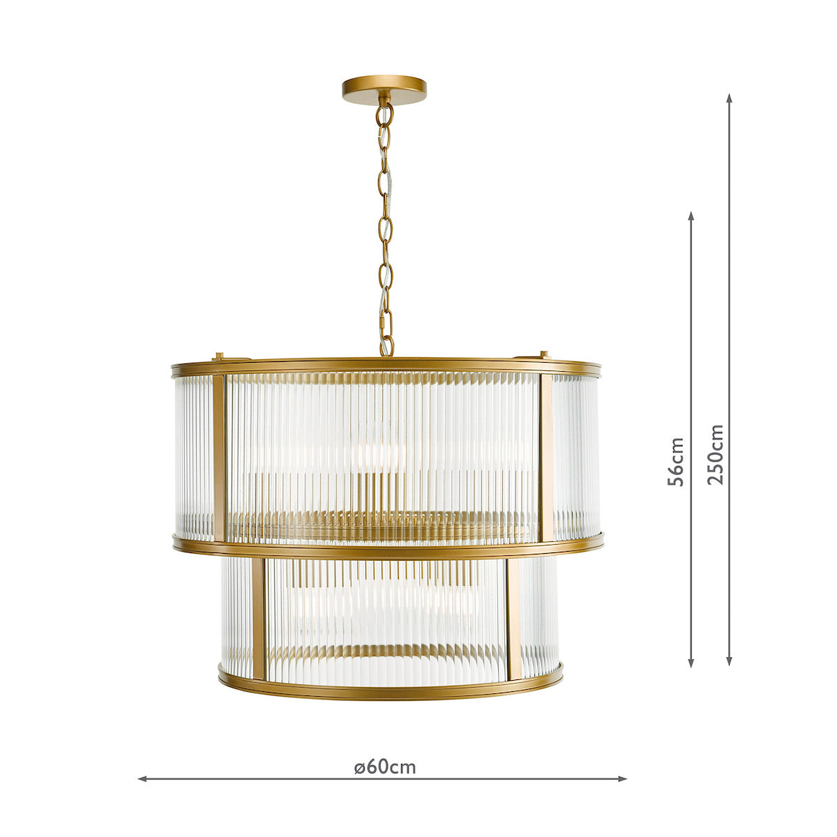 Dar Bianka 6 Light Pendant Bronze and Ribbed Glass