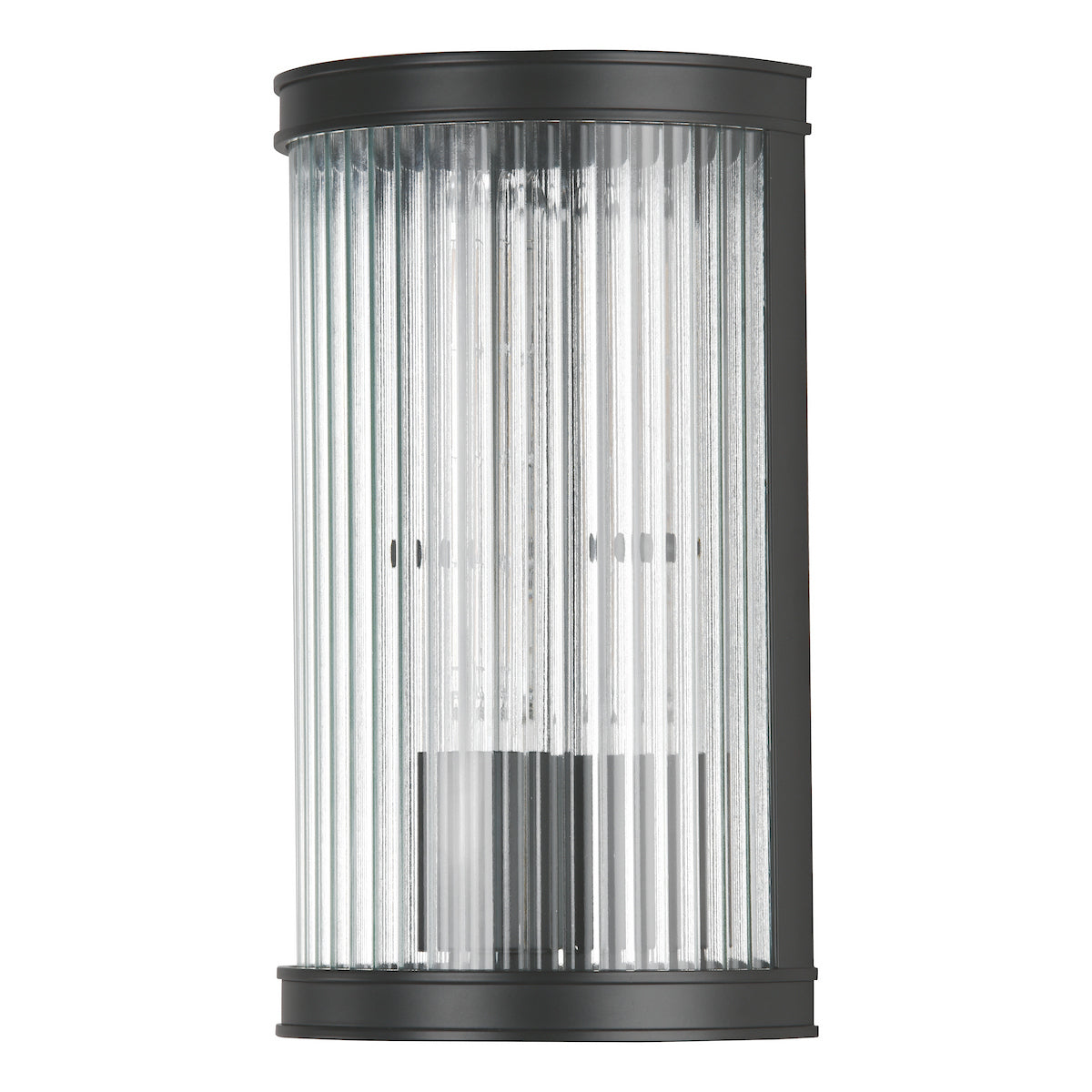 Dar Bianka Wall Light Matt Black and Ribbed Glass